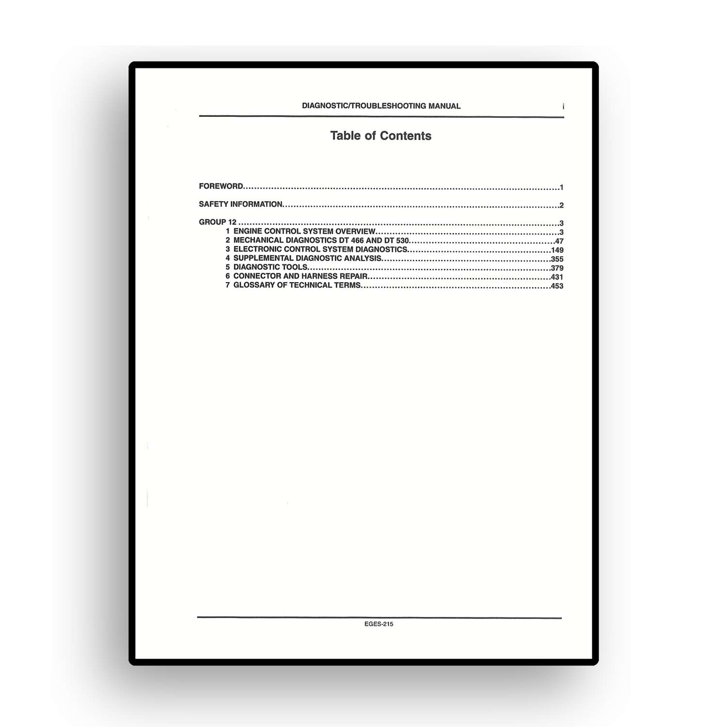 Engine Diagnostic Manual for INTERNATIONAL® DT 466 and DT 530 Diesel Engine - Image 3
