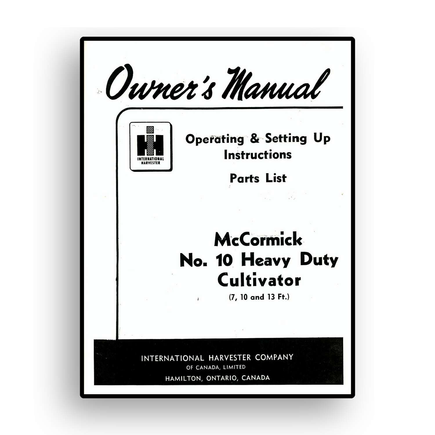 Owners Manual for McCormick No.10 Heavy-Duty 7, 10, & 13 ft. Cultivator - Image 2