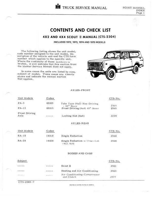 IH Scout II Service Manual - Official Factory Guide (CTS-2304)