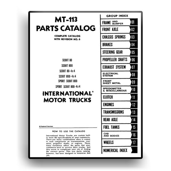 IH Scout 80/800 Parts Catalog - Official Factory Parts List (MT-113)