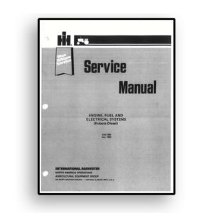 Service Manual for IH Cub Cadet Kubota Engine, Fuel & Electrical Systems